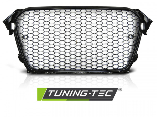 Upgrade Sportgrill / Kühlergrill für Audi A4 B8 (8K) Facelift 11-15 Hochglanz schwarz in Wabendesign mit PDC